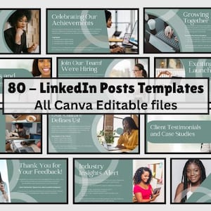 80 LinkedIn Canva Templates: Social Media Content Planner (Digital Download)