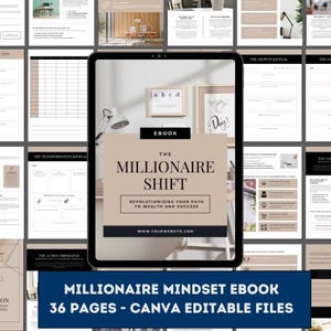 Millionaire Mindset EBook, digitaler Download mit Reichtum & Geld Affirmationen, Business Wachstumsführer, Erfolgszielplaner, bearbeitbare Vorlage