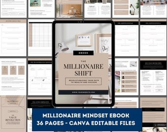 Ebook Mentalidad Millonaria: Afirmaciones de Riqueza, Crecimiento Empresarial (Editable en Canva, Descarga Digital)