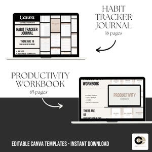 Productivity Printable Workbook Planner, Journal Bundle Set,  Business Planner, Goal Setting, Editable Canva Template, Digital Download