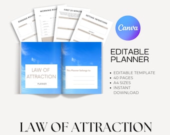 Law of Attraction Planner: Spiritual Goal Setting, Editable Canva Template (Digital Download)