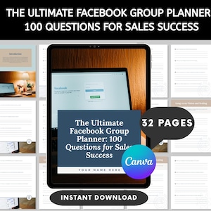 Facebook Group Planner: 100 Post Ideas, Canva Template (Digital Download)