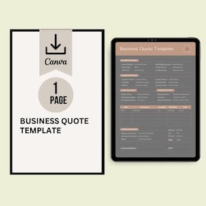 Modèle de devis d'entreprise, formulaire de devis professionnel, feuille de devis propre pour propriétaire de petite entreprise, téléchargement numérique, modèle canva modifiable