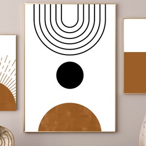 Modern Boho Wall Art Set, Minimalist Abstract Geometric Prints, Mid Century Modern Wall Decor, Digital Download, Living Room Wall Decor