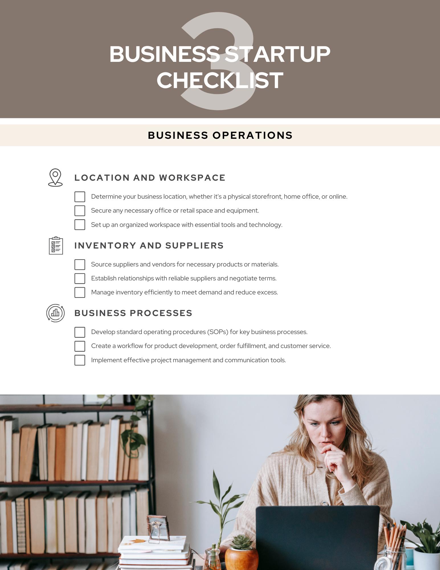 Business Startup Checklist Template Editable Entrepreneur Planner