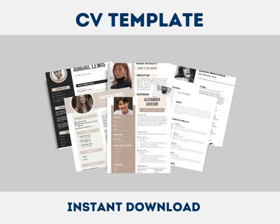 Minimalist Resume Template: Editable Canva CV, Professional Design (Digital Download)