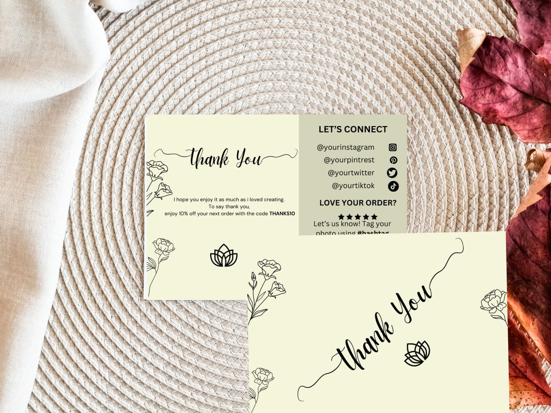 Editable Business Thank You Card, Thanks for Your Purchase Card, Small ...