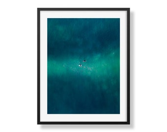 Surfers Bliss Aerial Photo | Ocean Wave Riders Print | Deep Blue Sea Wall Art | Surfing Enthusiast Decor | Australian Surfer Print