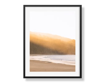 Sunset Rays on Australian Beach | Warm Light Coastal Landscape Print | Peaceful Beach Wall Art | Soft Toned Photography