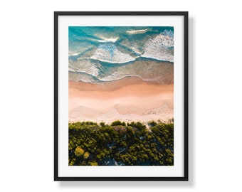 Murrarmarang Beach PT II | Coastal Escape Aerial Beach Print | Vibrant Seashore and Waves Wall Art  | Home Decor | Ocean Landscape Wall Deco