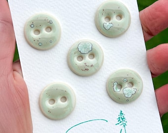Mint Green Ceramic Buttons for Sewing Handmade Porcelain Button Set