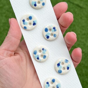 Handmade Blue Glaze Porcelain Buttons | Artisan Ceramic Buttons | 22mm | Set of 6