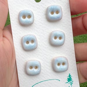Handmade White Ceramic Buttons Blue Porcelain Sewing Notions