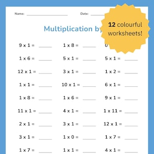 12 Printable Multiplication Worksheets - Times Tables Practice, Maths Drills, Kids Learning, Homeschool, Third Grade Maths