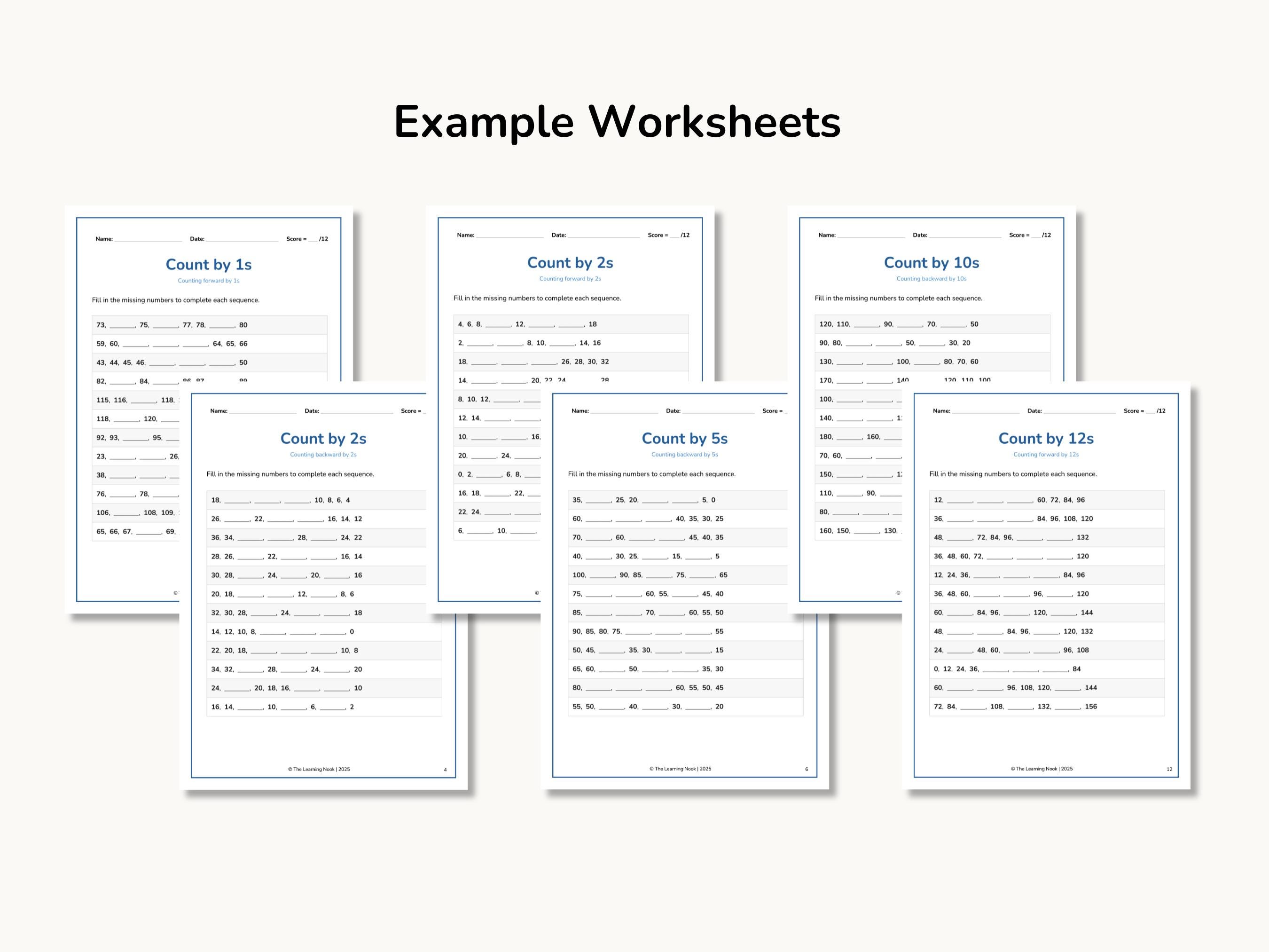 12 Skip Counting Worksheets – Grade 2–3 Maths Drills, Multiplication ...