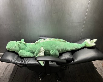 Soft green dragon pillow, green sleeping dragon doll, plush green dragon toy, cute green dragon pillow. (Some excess fuzz will fall off).