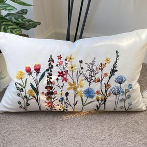 100% Cotton Embroidery Plant Leaves Flower Sofa Farm House Cushion Cover