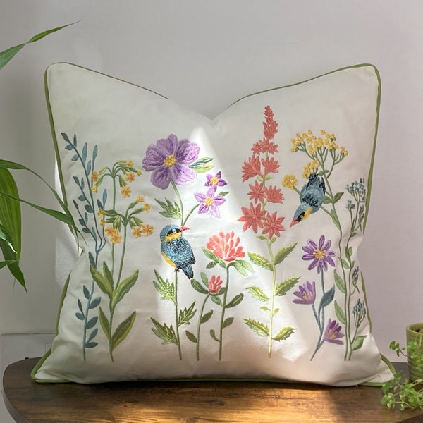 3-Pack Botanical Embroidery Decorative Throw Pillow Cases