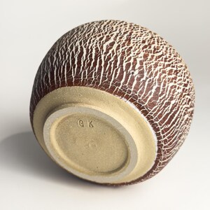 Hand Thrown Stoneware Flower Vase: Brown Crackle Texture Pottery - Etsy