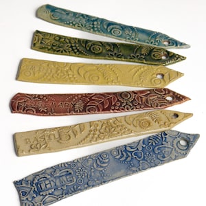 Handmade Ceramic Herb Garden Markers – Set of 6 Colorful Stakes.  Add Handmade Charm to Your Garden.  Perfect Gardening Gift