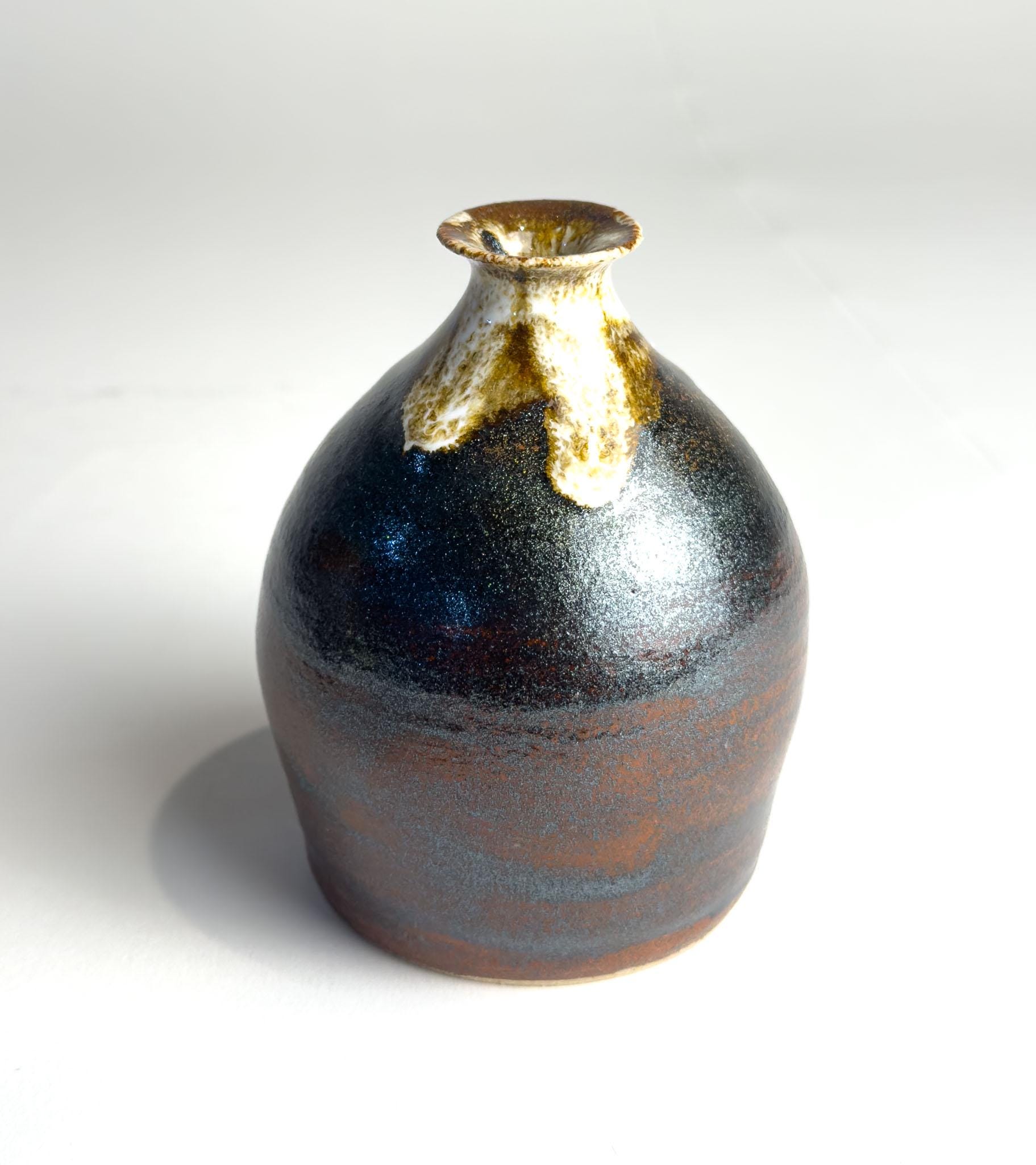 手作り陶器の花瓶セット：「コズミックティーダスト」釉、陶器ギフト