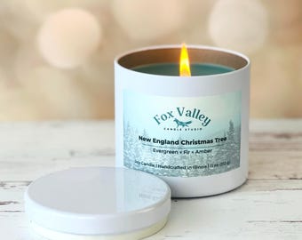 New England Christmas Tree Soy Wax Candle | Handmade Soy Scented Candle | Christmas candles | Holiday candles | Gifts for Her | Pine Candle