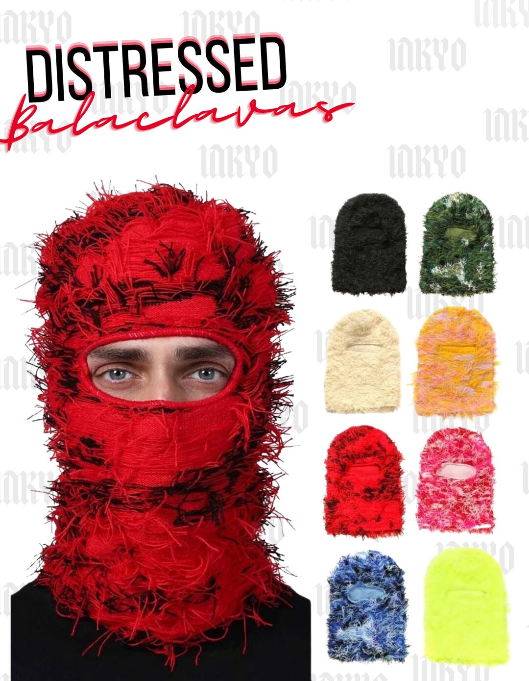 Distressed Balaclava Ski Mask Knitted Balaclava Yeat Rapper Inspired