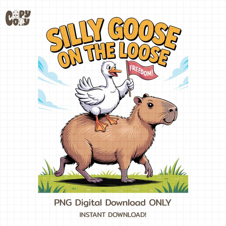 Capybara Riding Goose Silly Goose on a Capy Ride PNG | Funny Goose Riding Capybara T-shirt ...