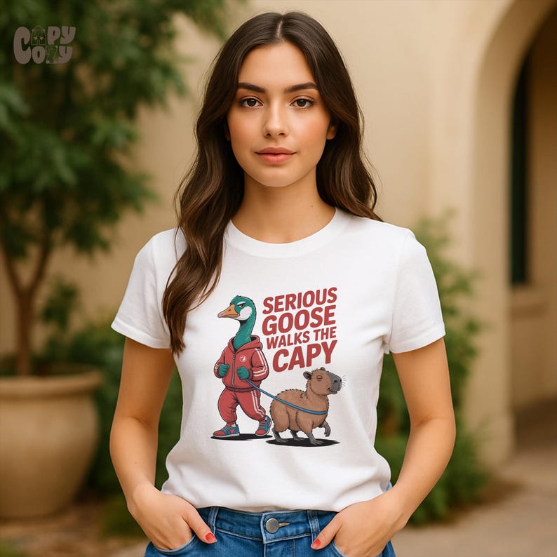 Capybara Riding Goose Serious Goose Walks the Capy PNG | Funny Capybara and Goose Clipart ...