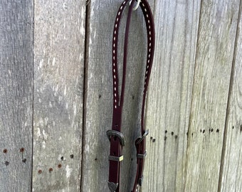 Leather Horse/Pony Bridle/Headstall with Buck Stitching - Split Ear  - Custom Made