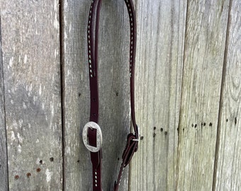 Leather Horse/Pony Bridle/Headstall with Buck Stitching - Split Ear  - Custom Made