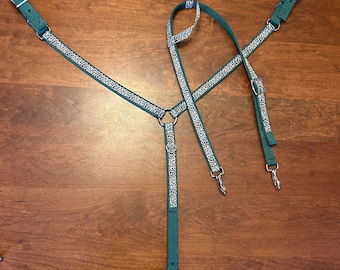 Nylon Breast Collar and Bridle set (Single Ear)  - Custom Made -Cheetah Pattern