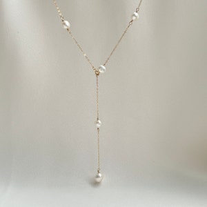 Baroque Pearl Long Y Necklace, Gold Pearl Drop Necklace, Freshwater Pearl Necklace, Minimalist Chain Necklace, Chunky Pearl Lariat Necklace