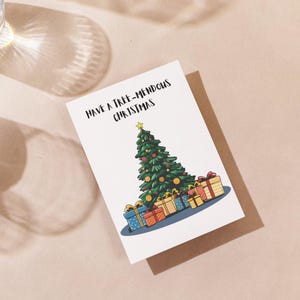 Funny Christmas Card / Tree-mendous Pun Card / Cute Holiday Greeting Card with Christmas Tree & Gifts