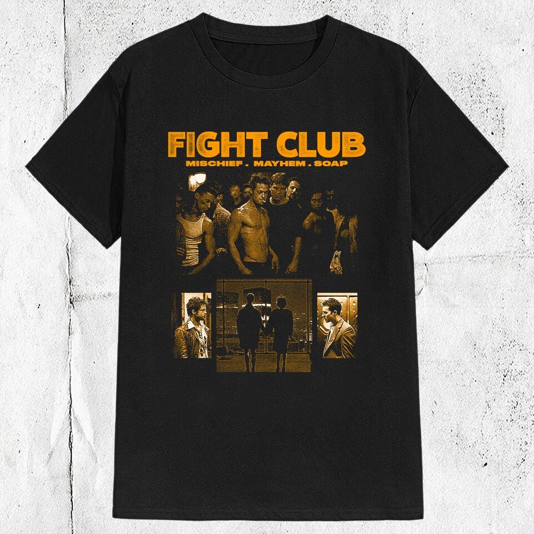 T-shirt Vintage Fight Club - Homme Taille M Noir - Coton - Neuf Avec Étiquettes - Idée Cadeau Film