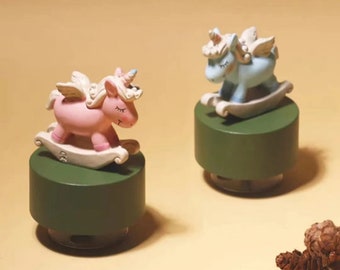 Beautiful rotating unicorn music box, animal music box, cute unicorn music box, retro birthday gift music box.