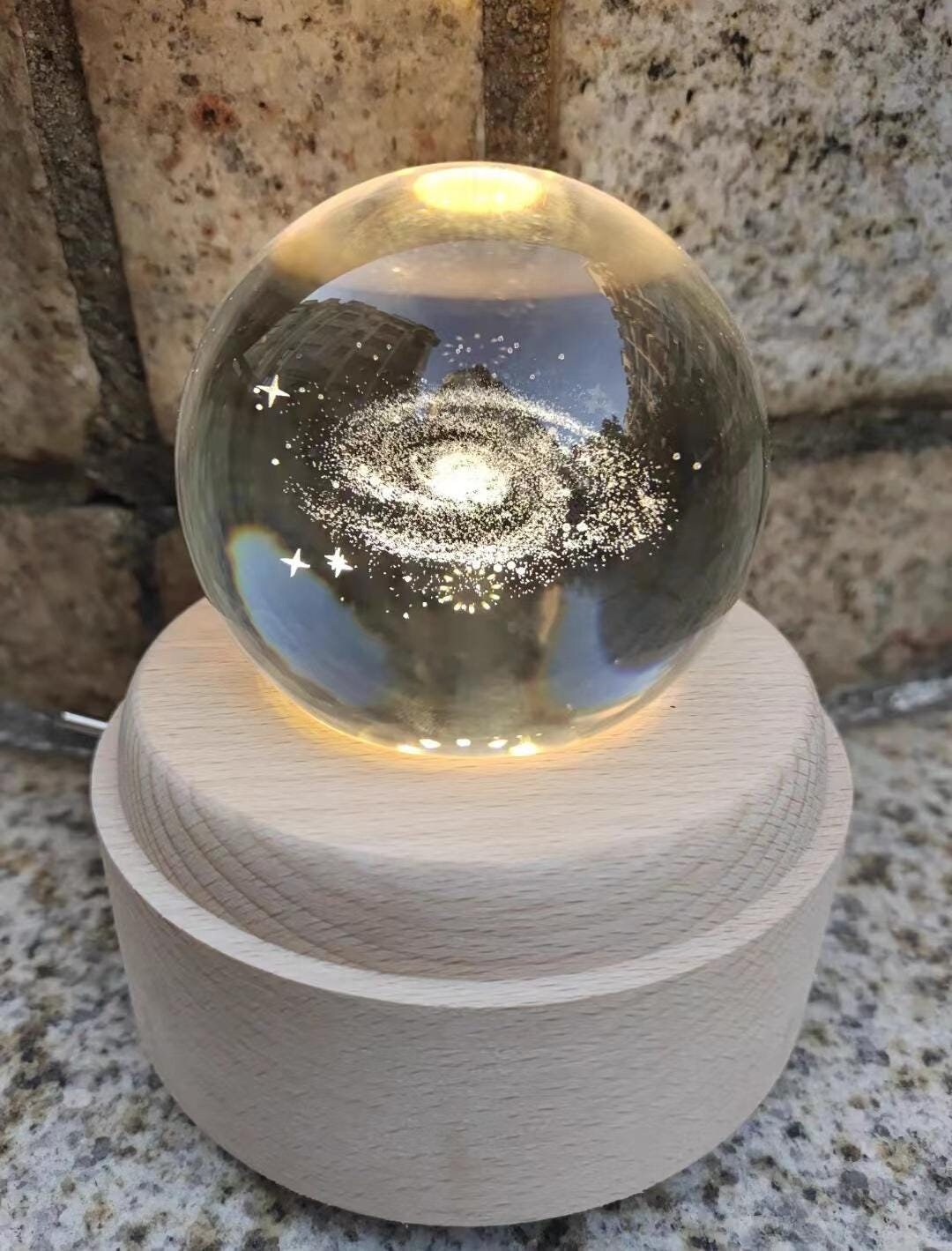 Starry Sky Crystal Music Box, Rotating Cosmic Bird Poem Starry Sky ...