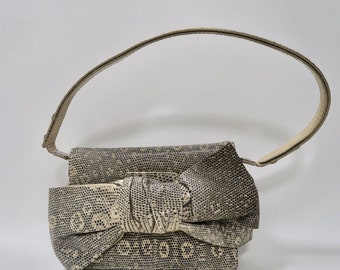 Valentino Lizard Bow Flap Handbag