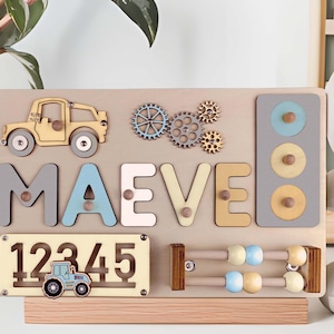Name Puzzle Montessori Busy board for Toddlers - Personalized Puzzle Wooden Toy Baby Shower, Christmas, or 1st Birthday Gift