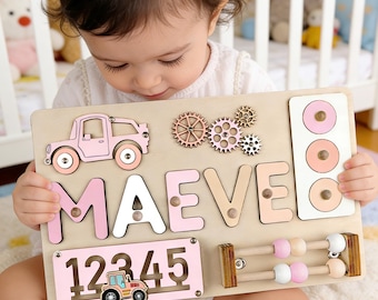 Wooden Name Puzzle, Montessori Busy Board, Baby Shower Gift