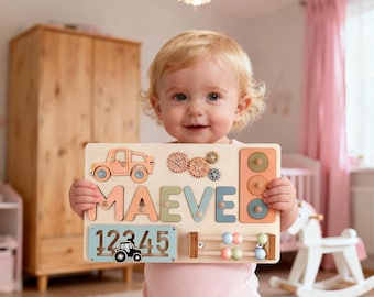 Montessori Name Puzzle: Personalized Wooden Baby Toy, 1st Birthday Gift