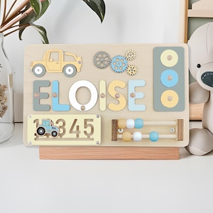 Puzzle Montessori z imieniem – tablica manipulacyjna dla maluchów – spersonalizowana drewniana zabawka na baby shower, Boże Narodzenie lub pierwsze urodziny