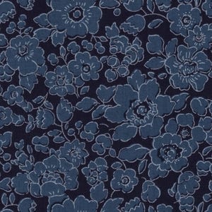 Liberty Japan &quot;Betsy Boo&quot; Tana Lawn Fabric in Silver and Navy Blue | Metallic Cotton Fabric for Quilting, Sewing & Crafts