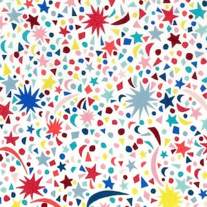 Liberty &quot;Fizz Pop&quot; Tana Lawn Fabric in Red, Yellow and Blue | Out-of-Print Cotton Fabric for Quilting, Sewing & Crafts