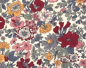 Liberty Japan 'Emily' Tana Lawn fabric in red, yellow, and blue (discontinued bespoke)