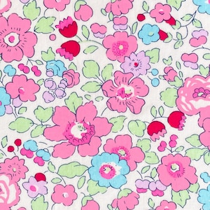 Liberty &quot;Betsy&quot; Tana Lawn Fabric in Mint and Bubblegum Pink | Neon Cotton Fabric for Quilting, Sewing & Crafts