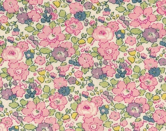 Tissu Liberty « Betsy Ann » Tana Lawn rose et vert