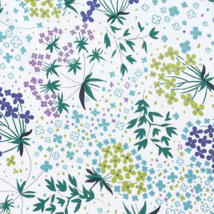Liberty Japan &quot;Miriam&quot; Tana Lawn Fabric in Green and Blue | Pretty Cotton Fabric for Quilting, Sewing & Crafts