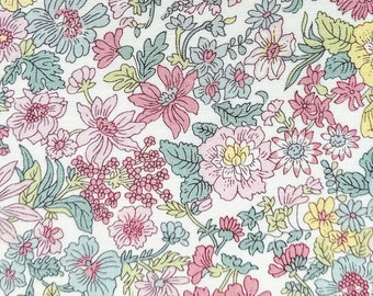 Liberty Japan 'Emily' Tana Lawn fabric in pink, green, and yellow (discontinued bespoke)