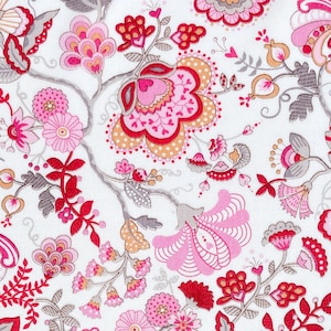 &quot;Liberty Vintage &quot;&quot;Maybelle&quot;&quot; Tana Lawn Stoff in Rot und Pink | Baumwollstoff zum Quilten, Nähen & Basteln
